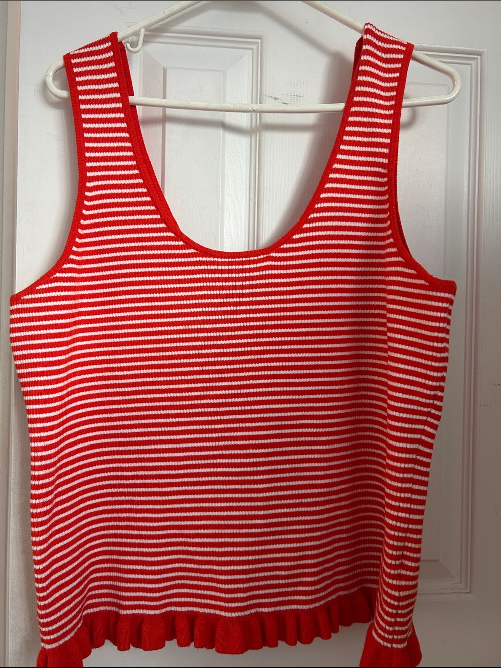 Free Assembly Women's Red & White Striped Tank Top